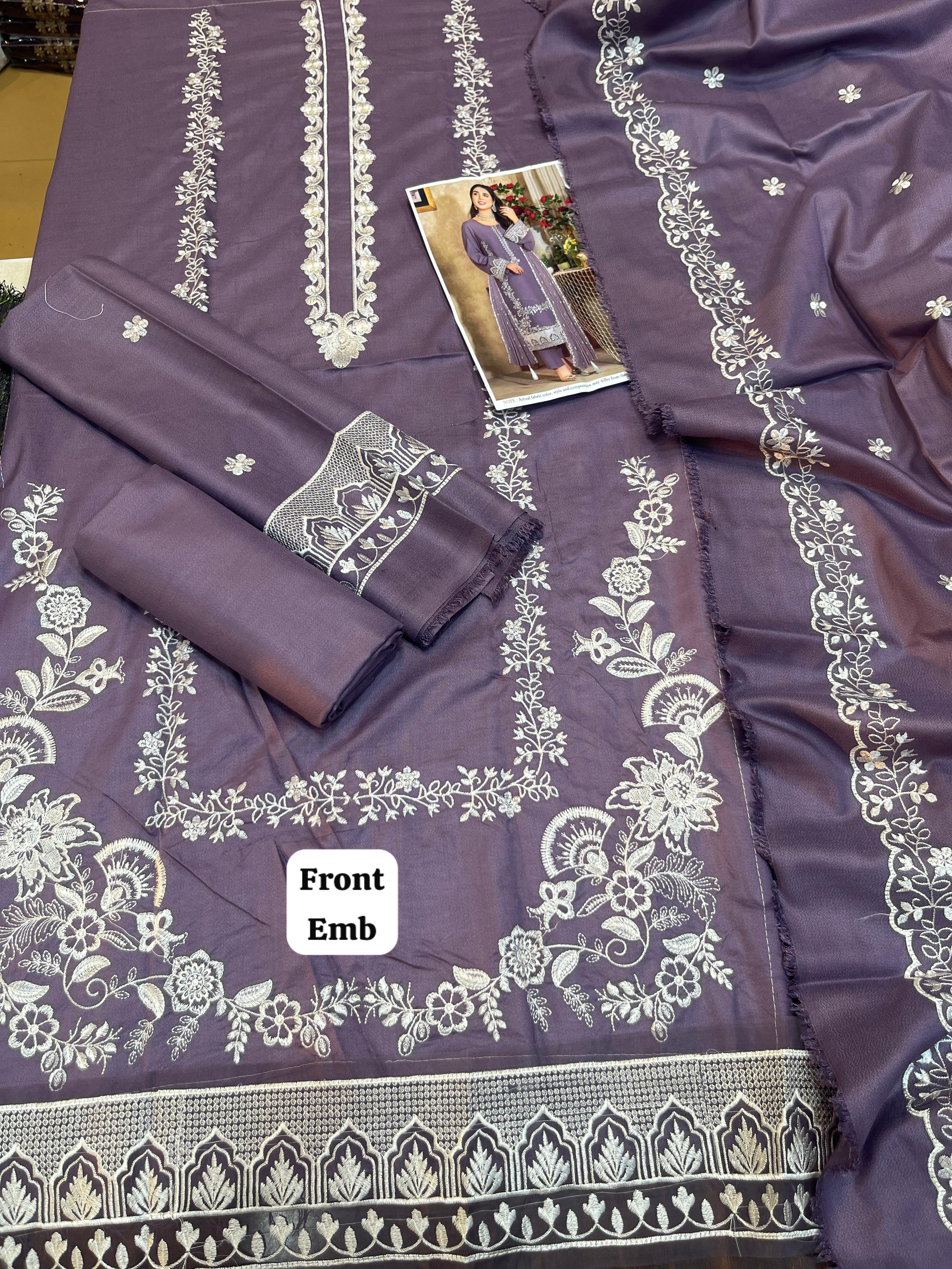 3 Pcs Dhanak embroided suit
