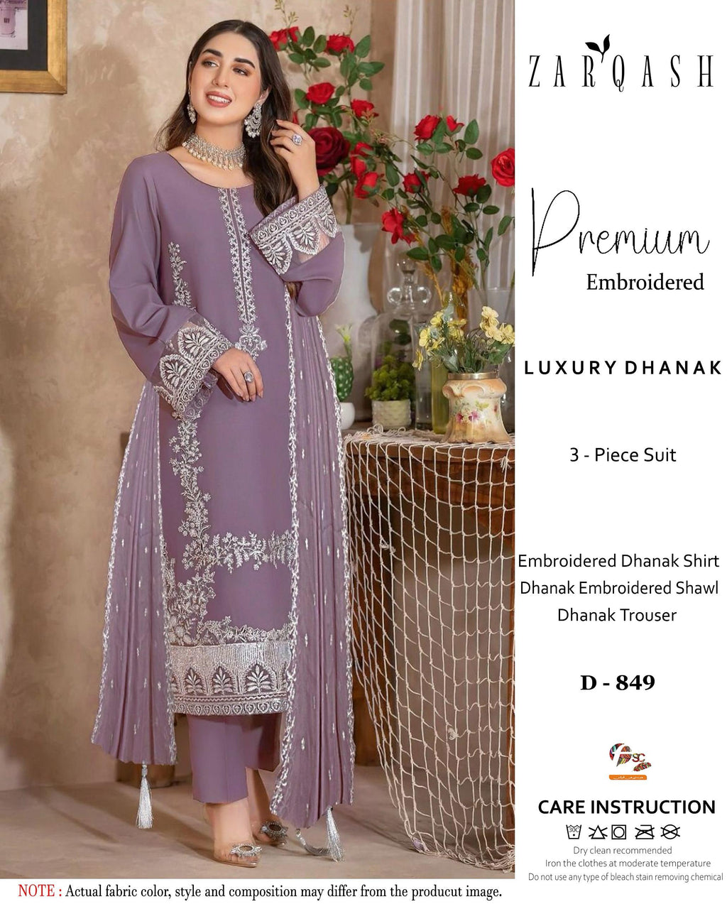 3 Pcs Dhanak embroided suit