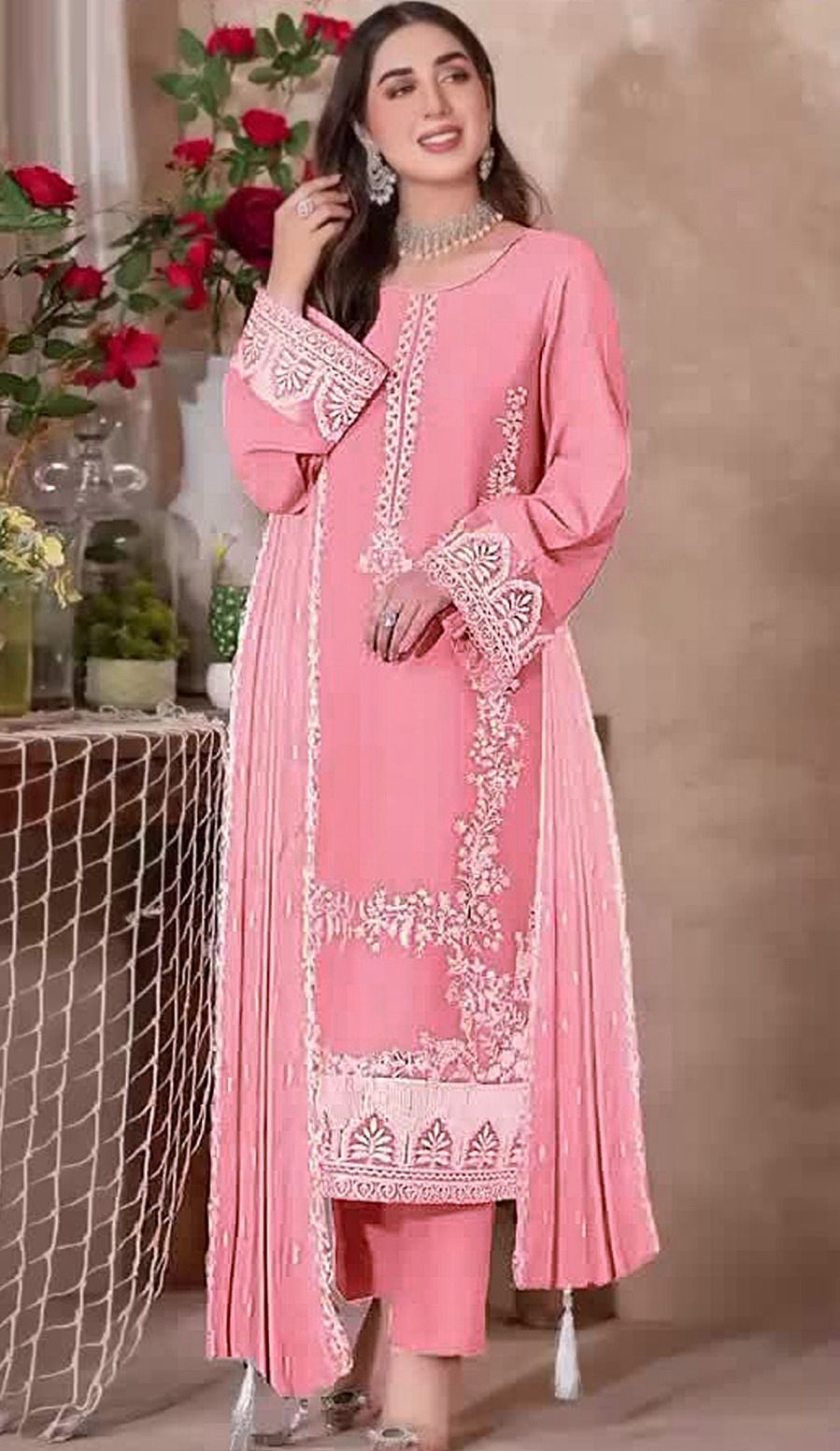 3 pcs Dhanak embroided suit