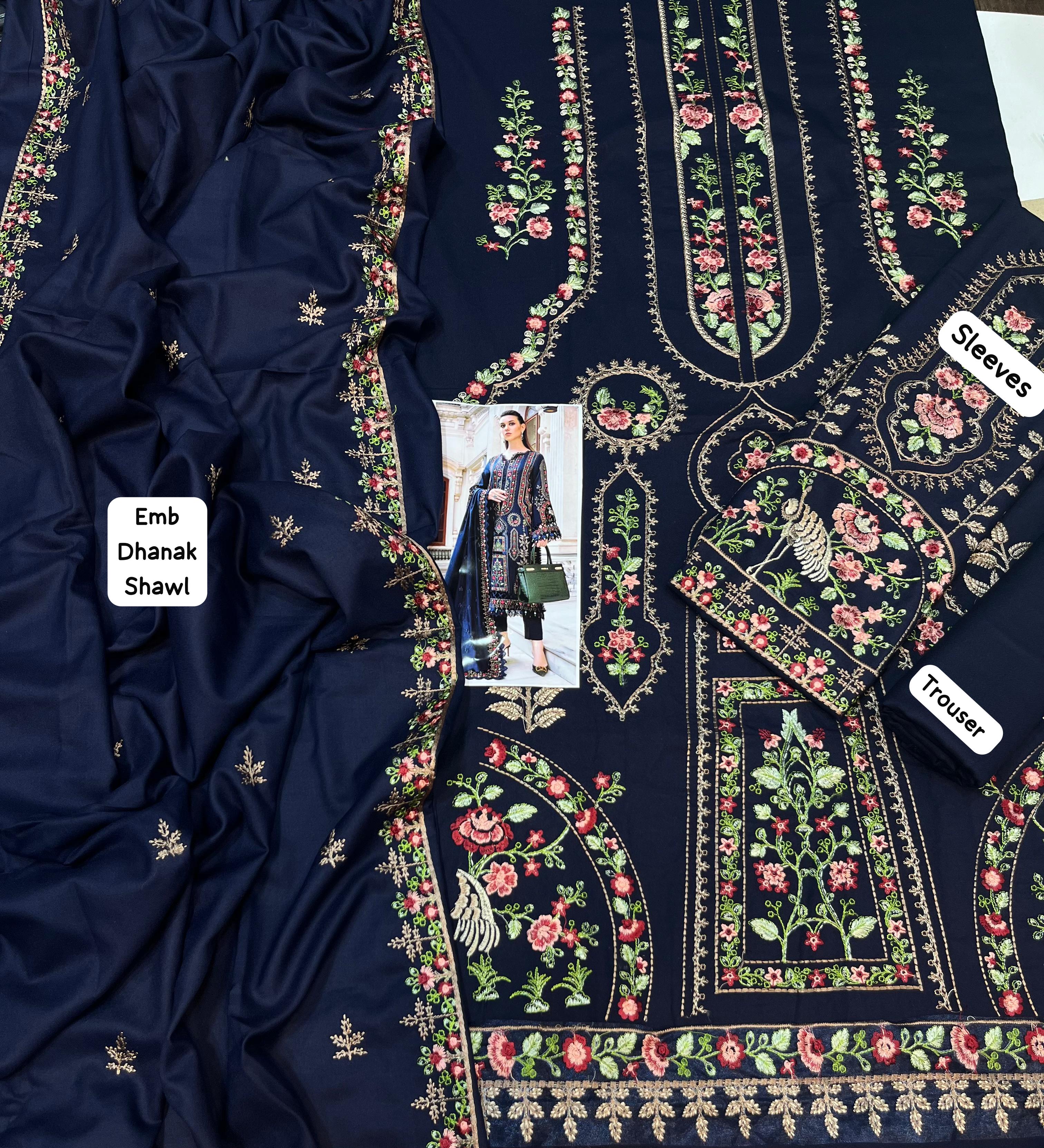 3pc DHANAK EMBROIDED SUIT