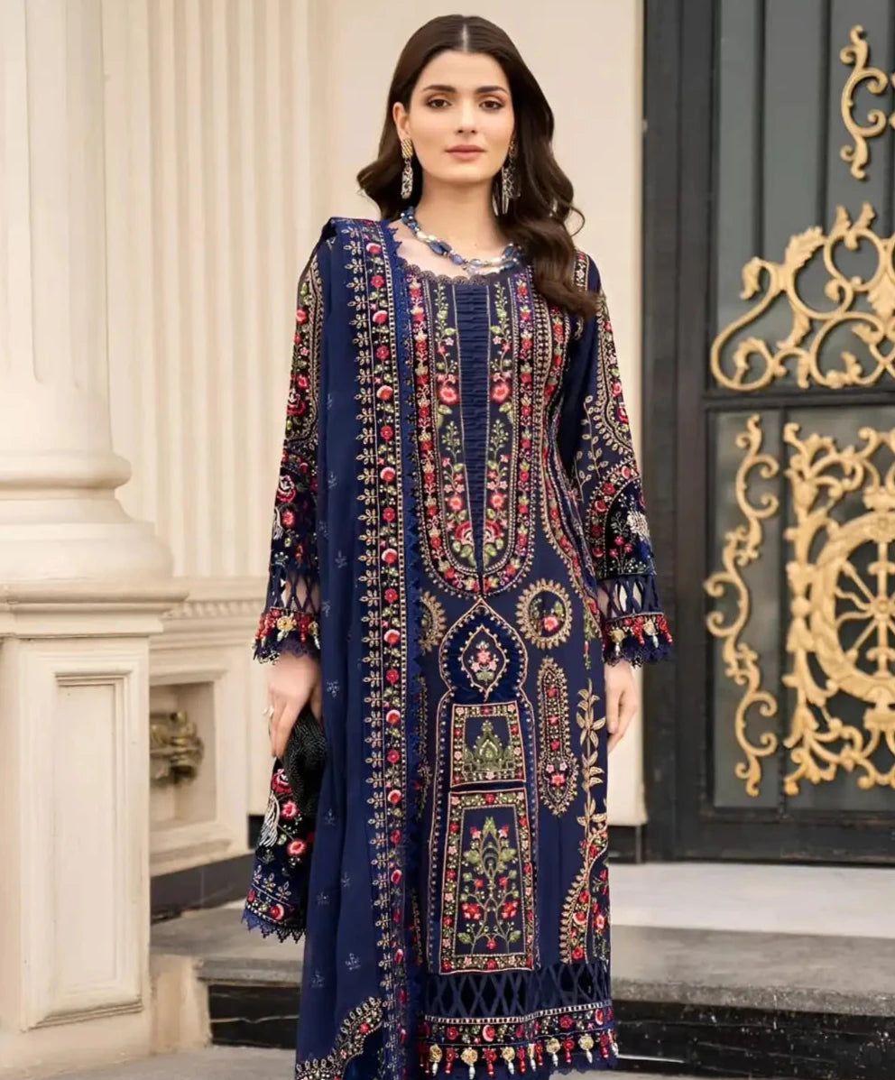 3pc DHANAK EMBROIDED SUIT