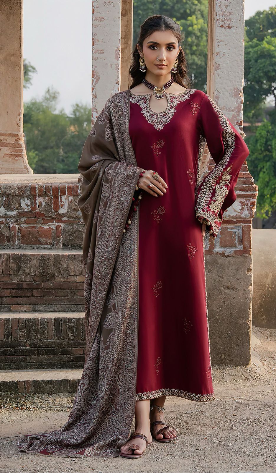 3pc DHANAK with WOOL SHAWL SUIT
