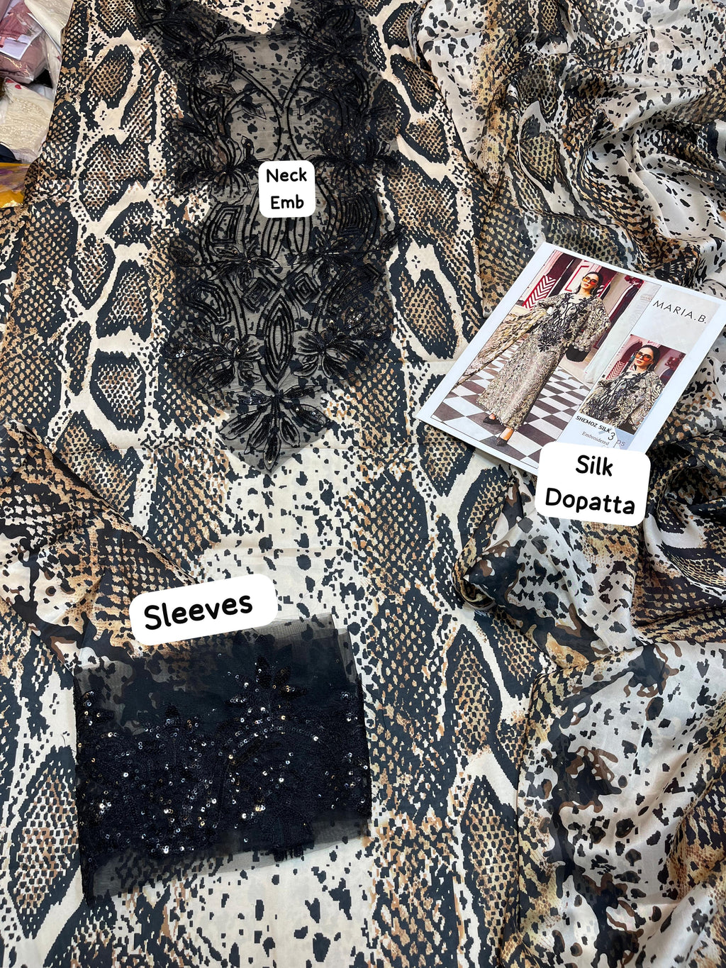 3 PCs SHEHMOZ SUIT WITH SILK DUPATTA