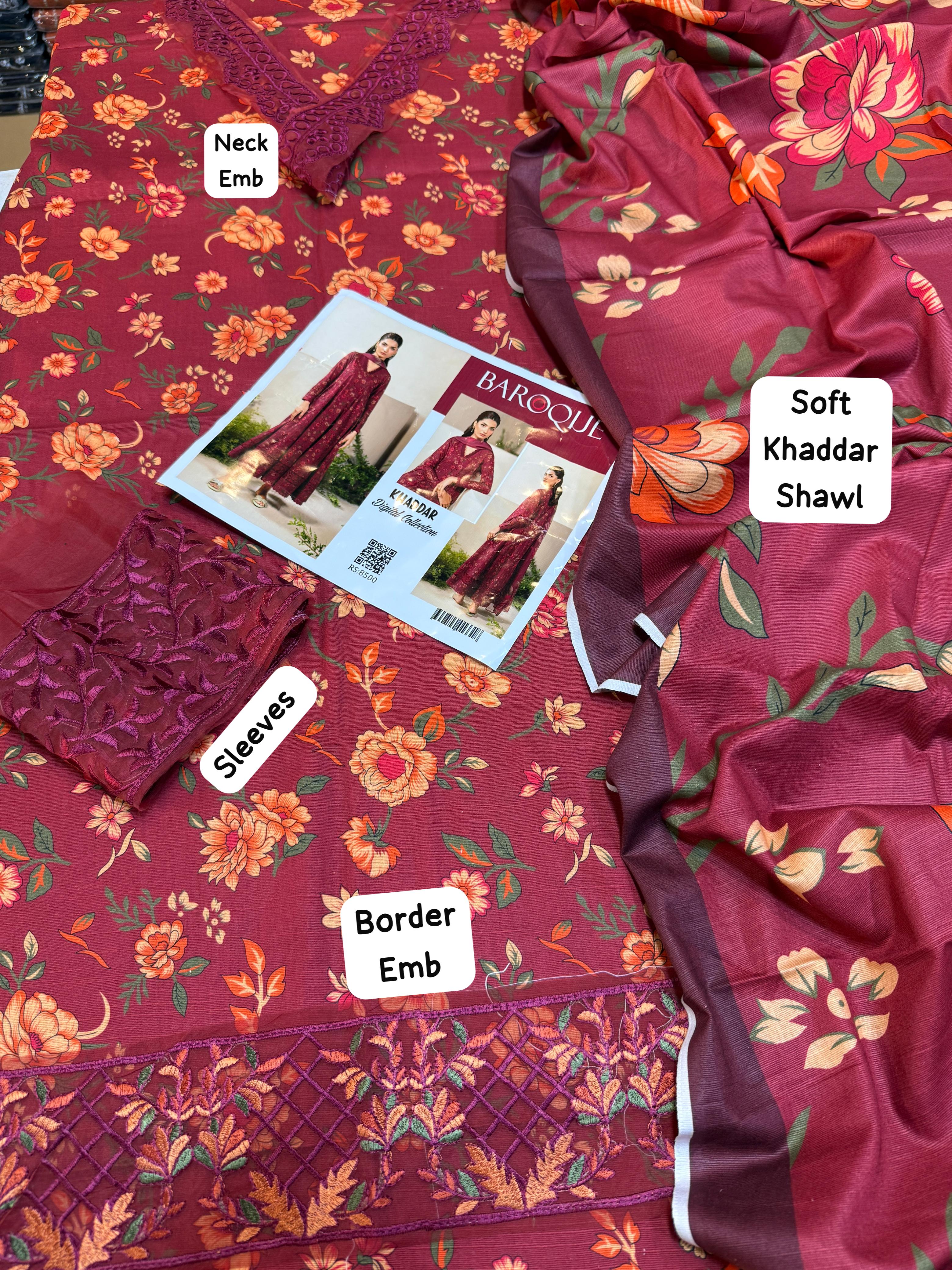 3 PC KHADDAR Fine Quality SUIT