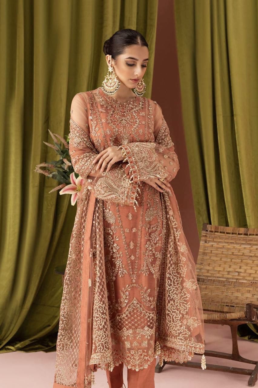 3 PC NET EMB WITH SOFT MALAI TROUSER HEAVY ARTICLE