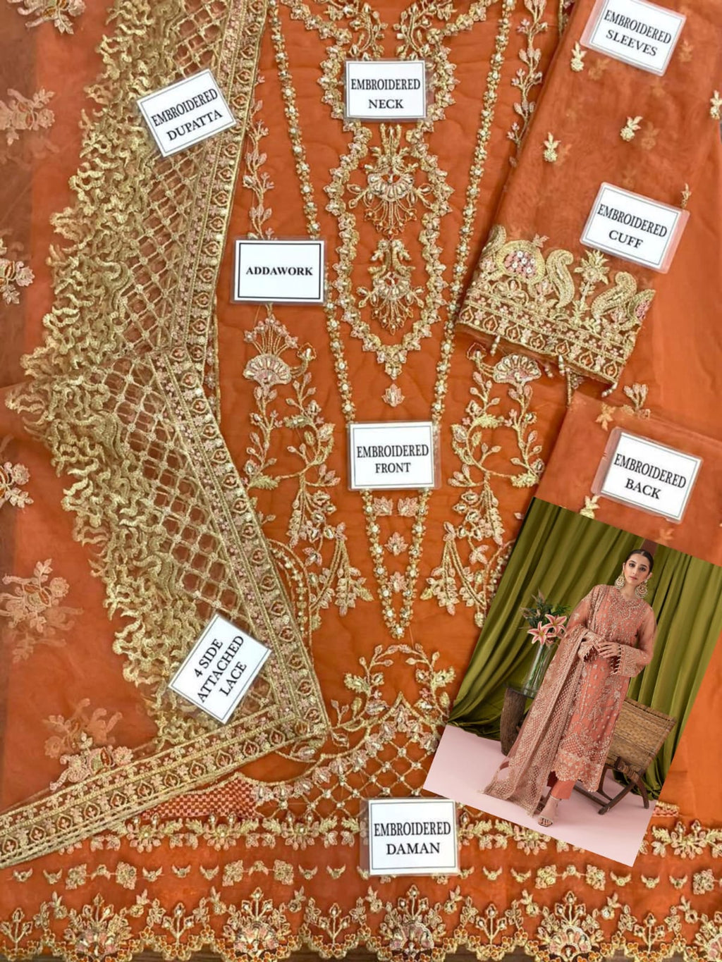 3 PC NET EMB WITH SOFT MALAI TROUSER HEAVY ARTICLE