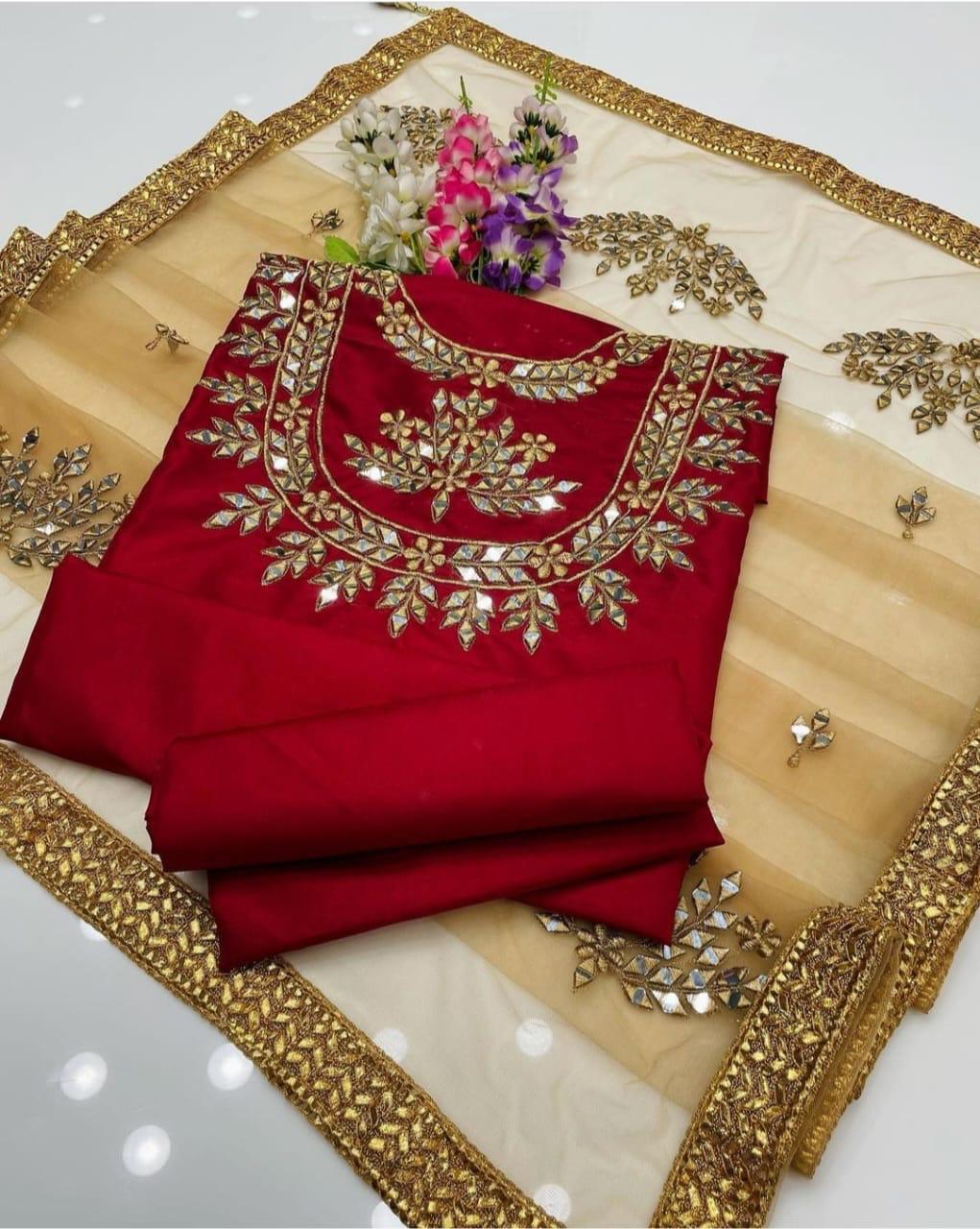3 PC SILK SUIT WITH NET DUPATTA
