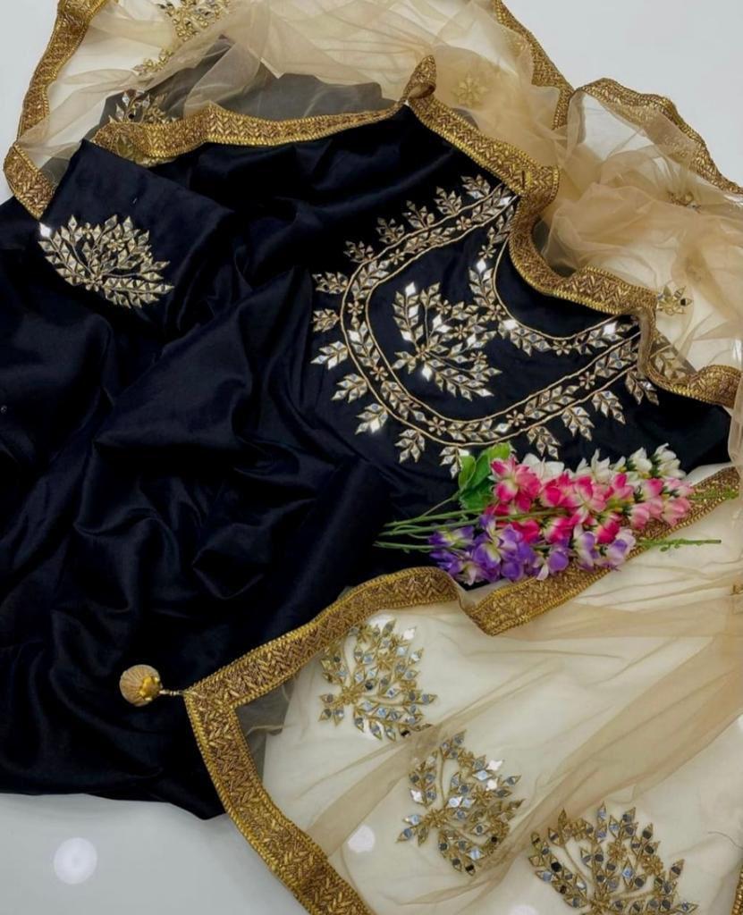 3 PC SILK SUIT WITH NET DUPATTA