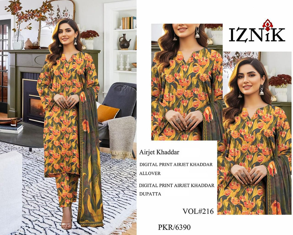 3 PC KHADDAR PRINTED SUIT