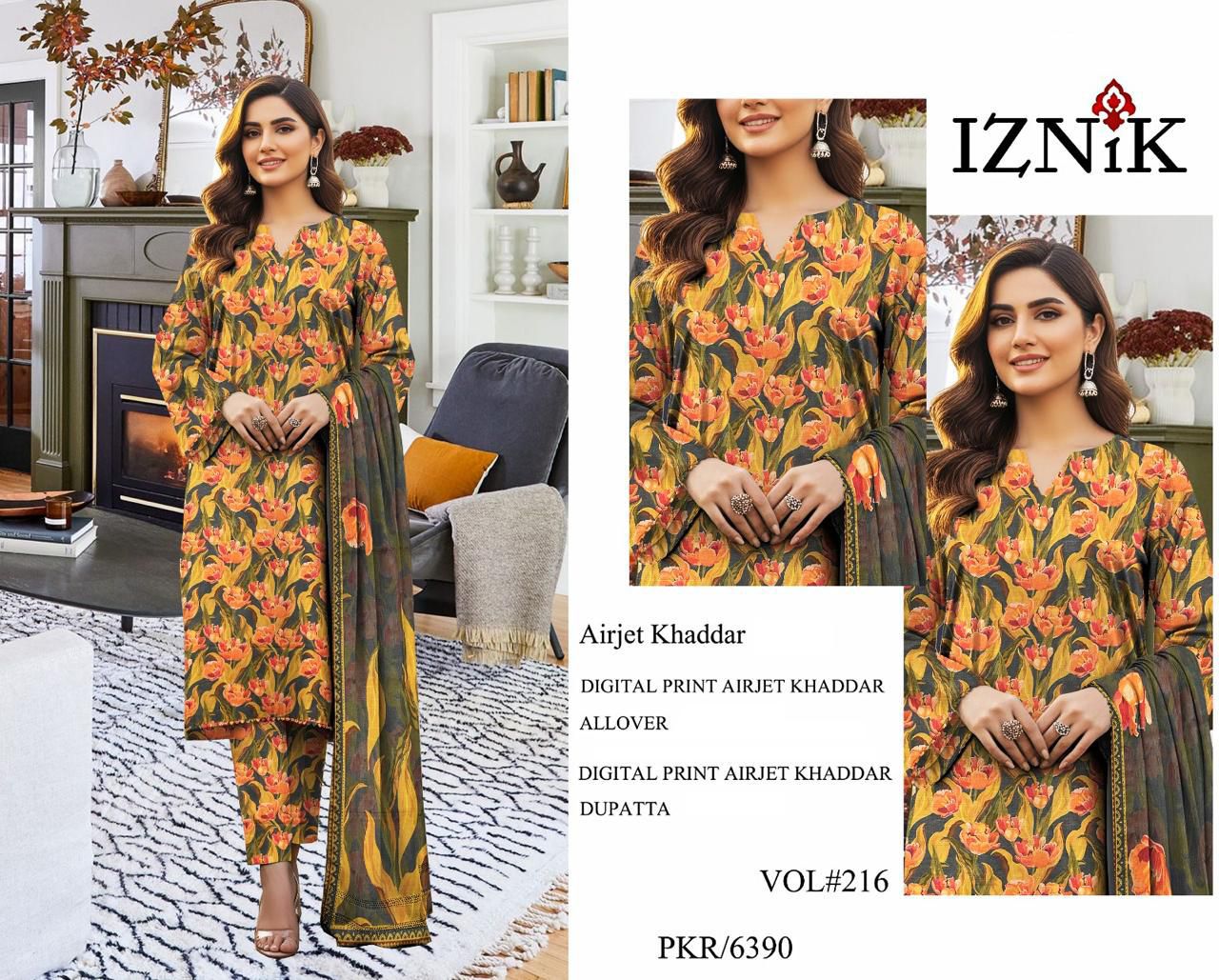 3 PC KHADDAR PRINTED SUIT