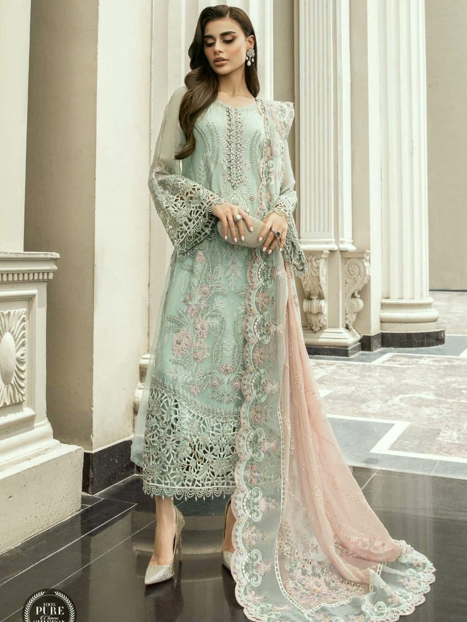 3 PC CHIFFON EMB LUXURY SUIT