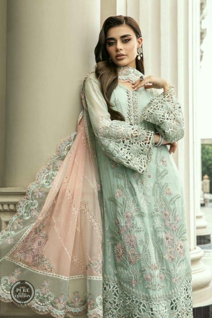 3 PC CHIFFON EMB LUXURY SUIT