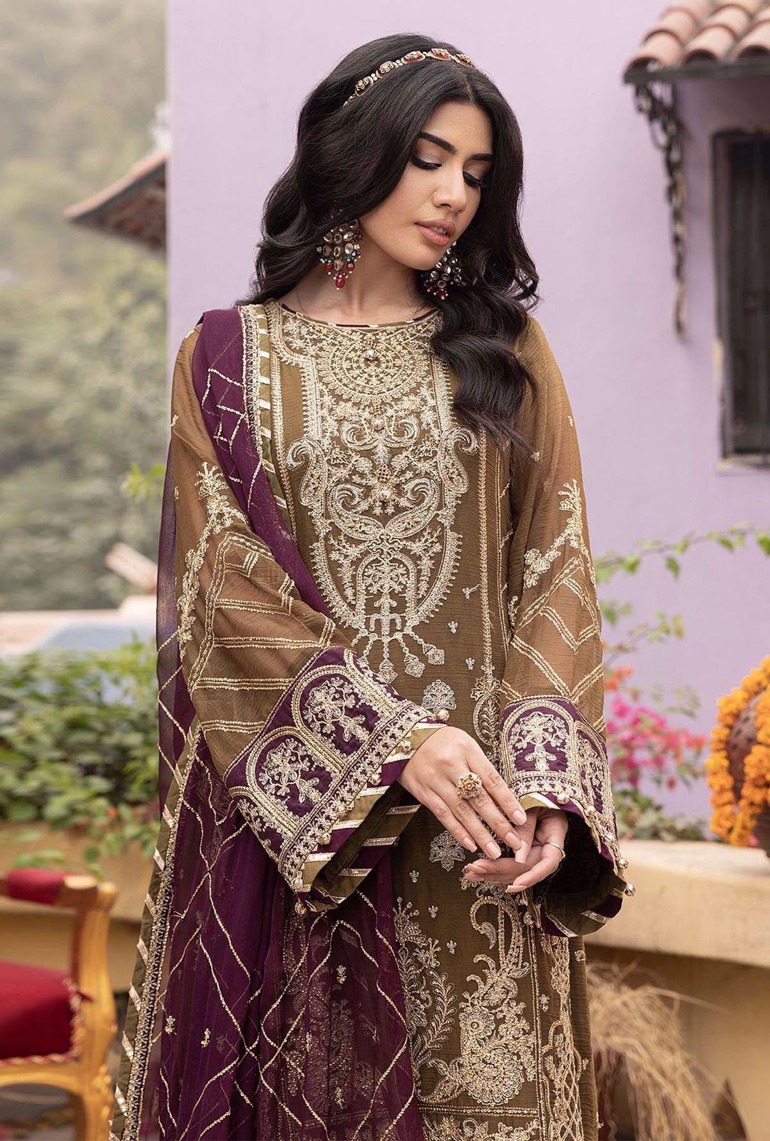 3 PC CHIFFON Emb LUXURY SUIT