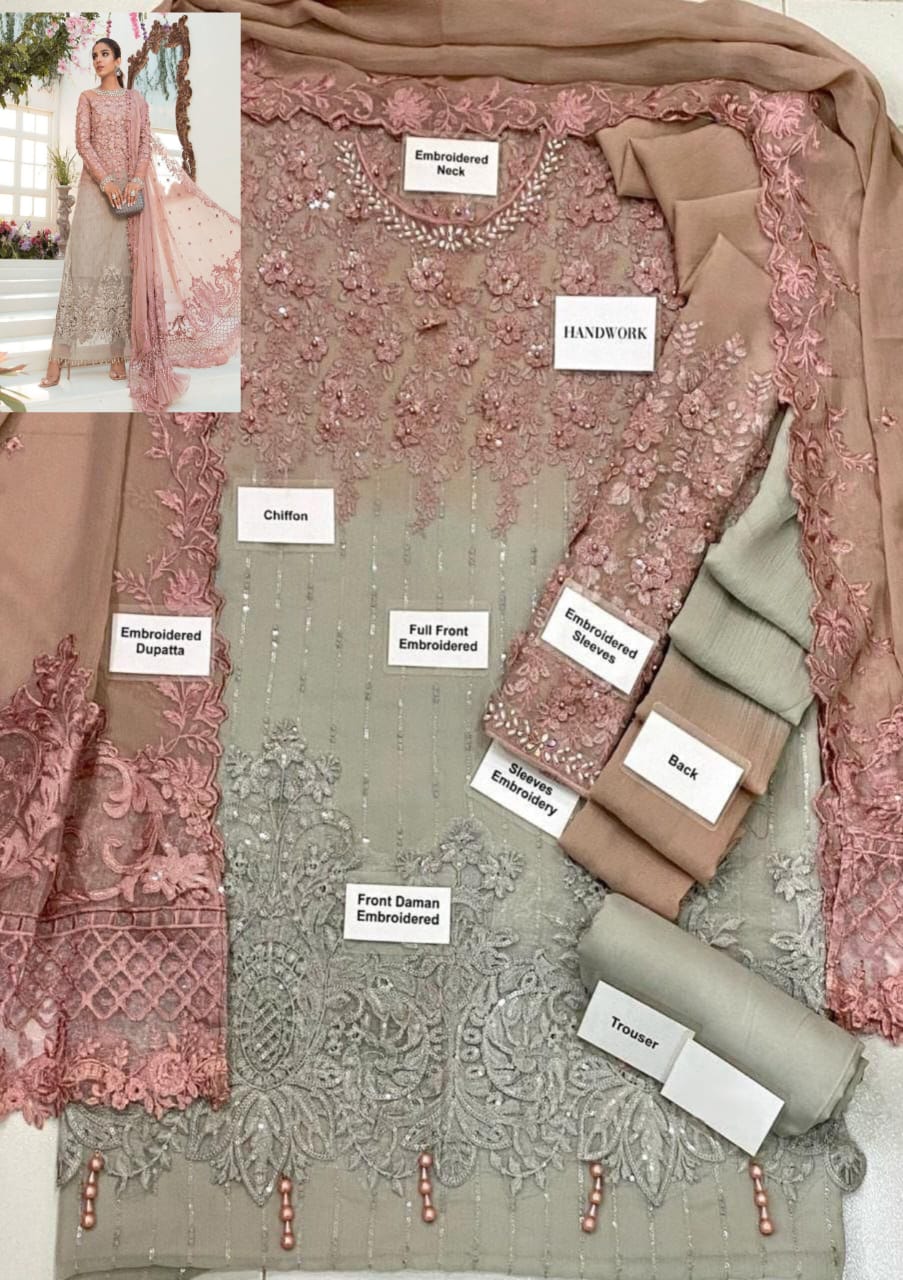 3 PC CHIFFON EMB LUXURY SUIT