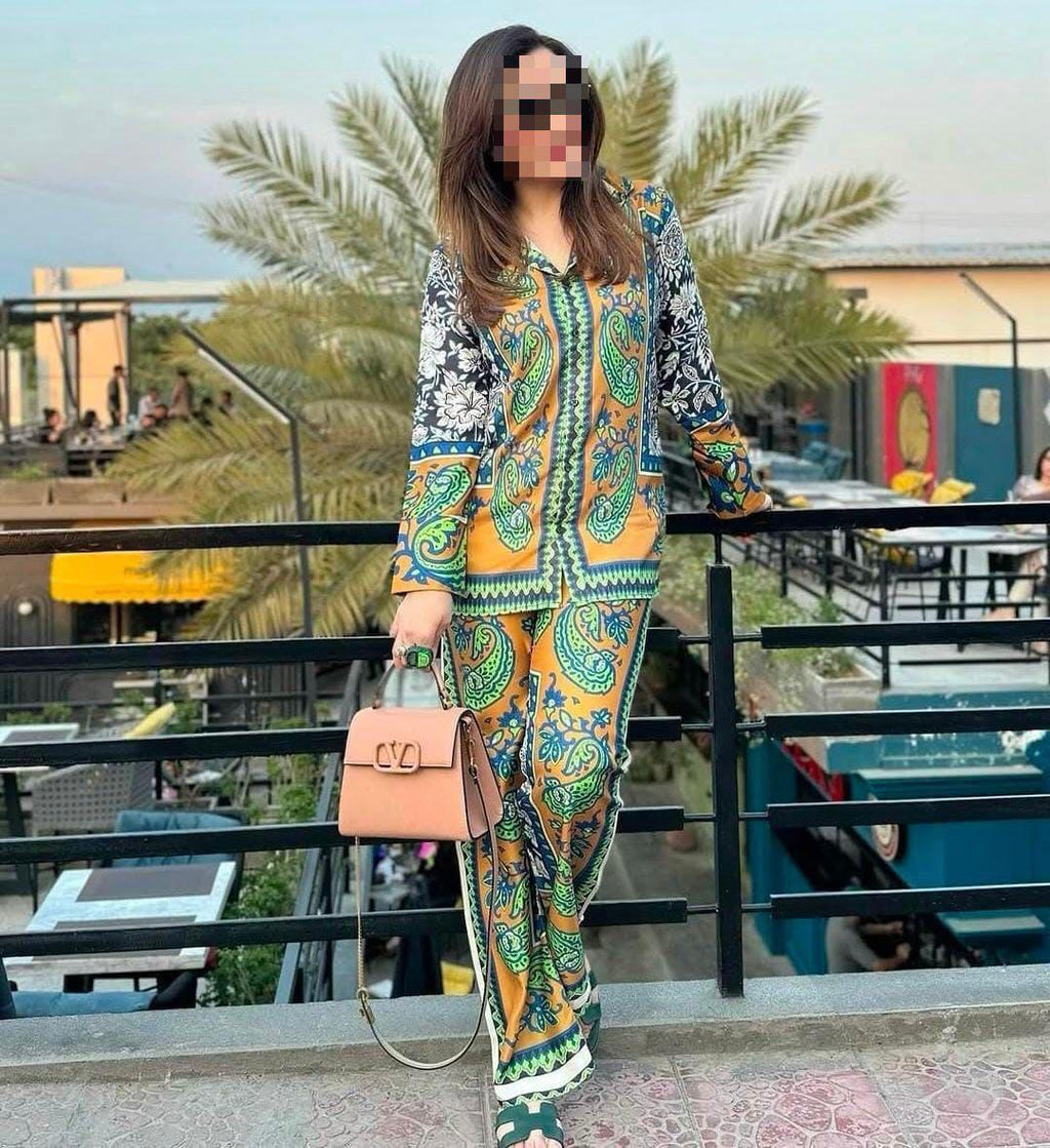 3 pc SHAMOOZ Silk Printed SUIT