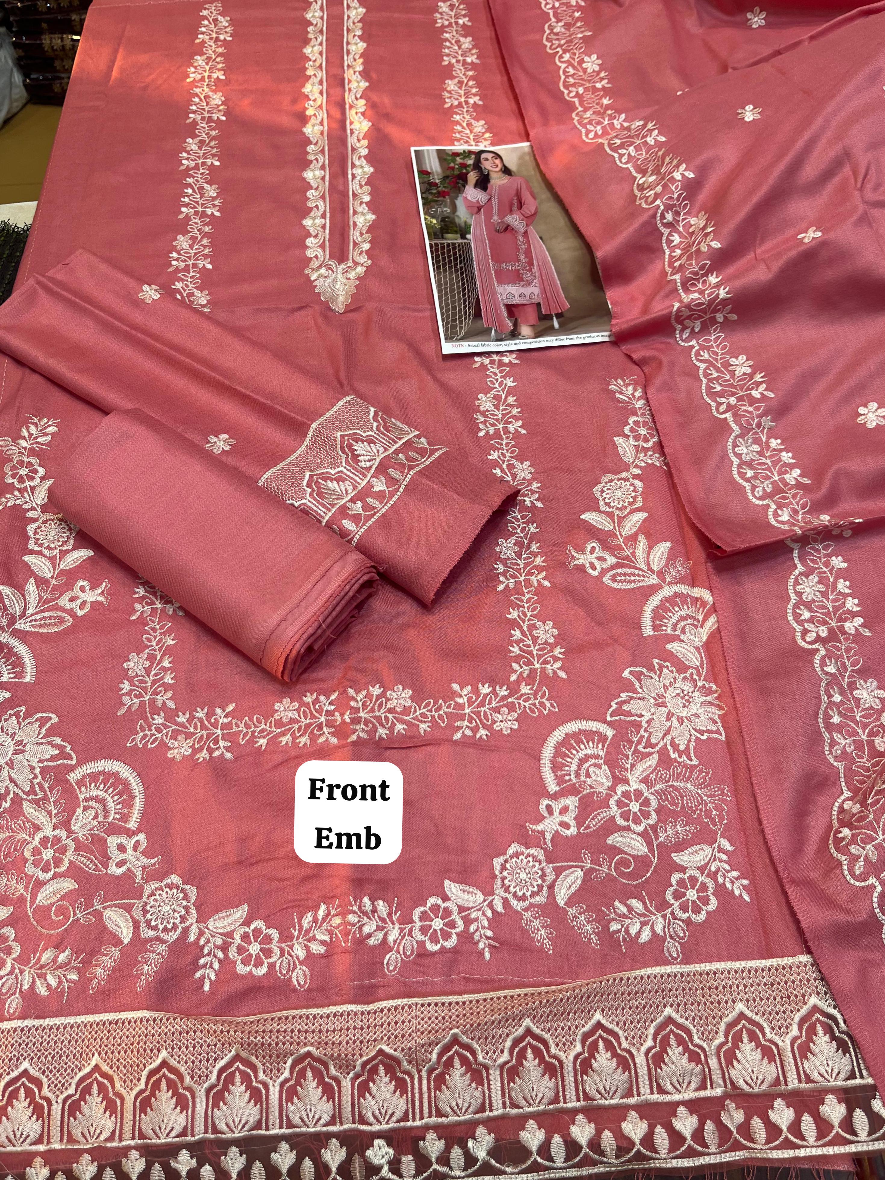 3 pcs Dhanak embroided suit